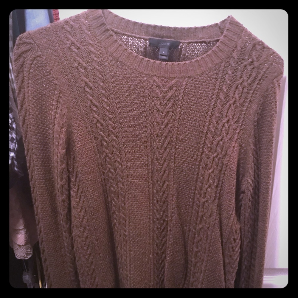 JCrew Olive Cropped Flare Sleeve Sweater